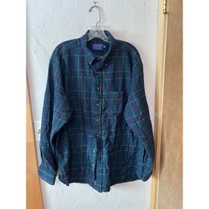 Pendleton Wool Plaid Long Sleeve Button Down Shirt Mens XL Red Green Blue